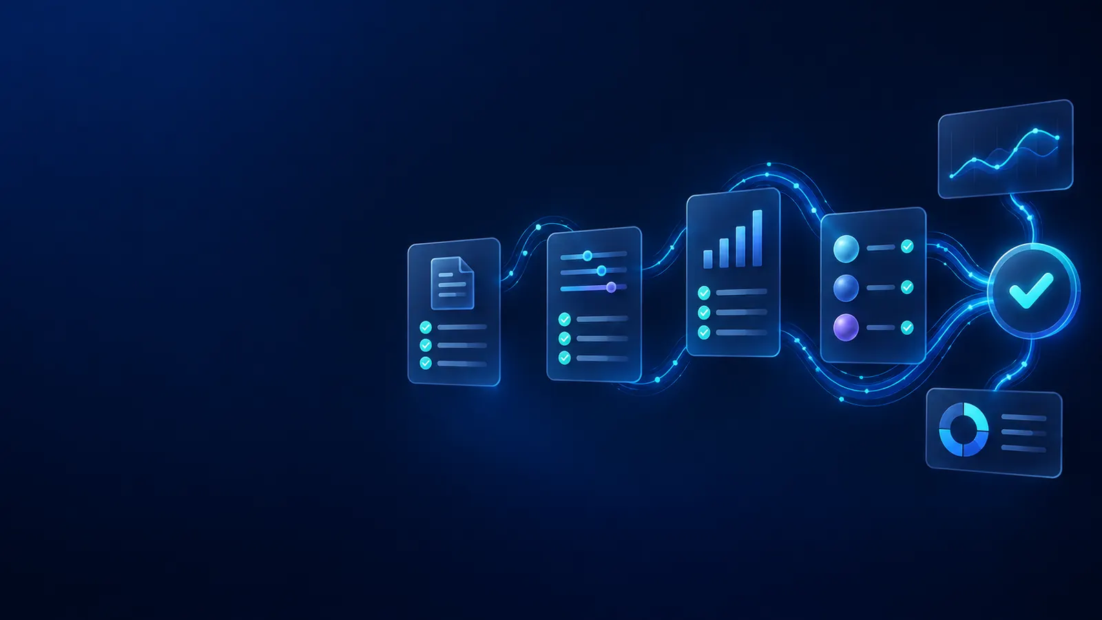 Connected stages showing a practical software evaluation process.