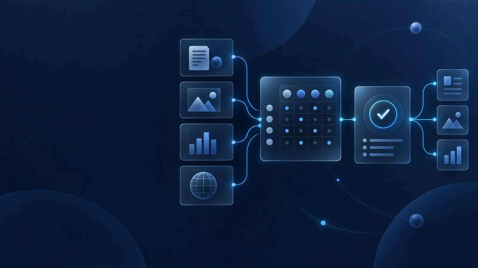 Evidence moves from source documents through verification to a published decision framework.
